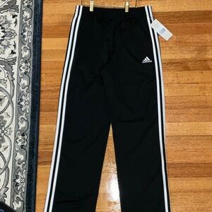 Adidas Kids Black Joggers with White Stripes